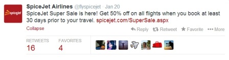 twitter Spicejet Airline airfares strategy discount IIM B EPGP One year MBA in India PGPX executive MBA 1 yr best